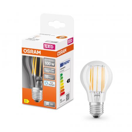 Helle OSRAM E27  LED Lampe STAR RETROFIT klar 11W wie 100W tageslichtweißes Licht